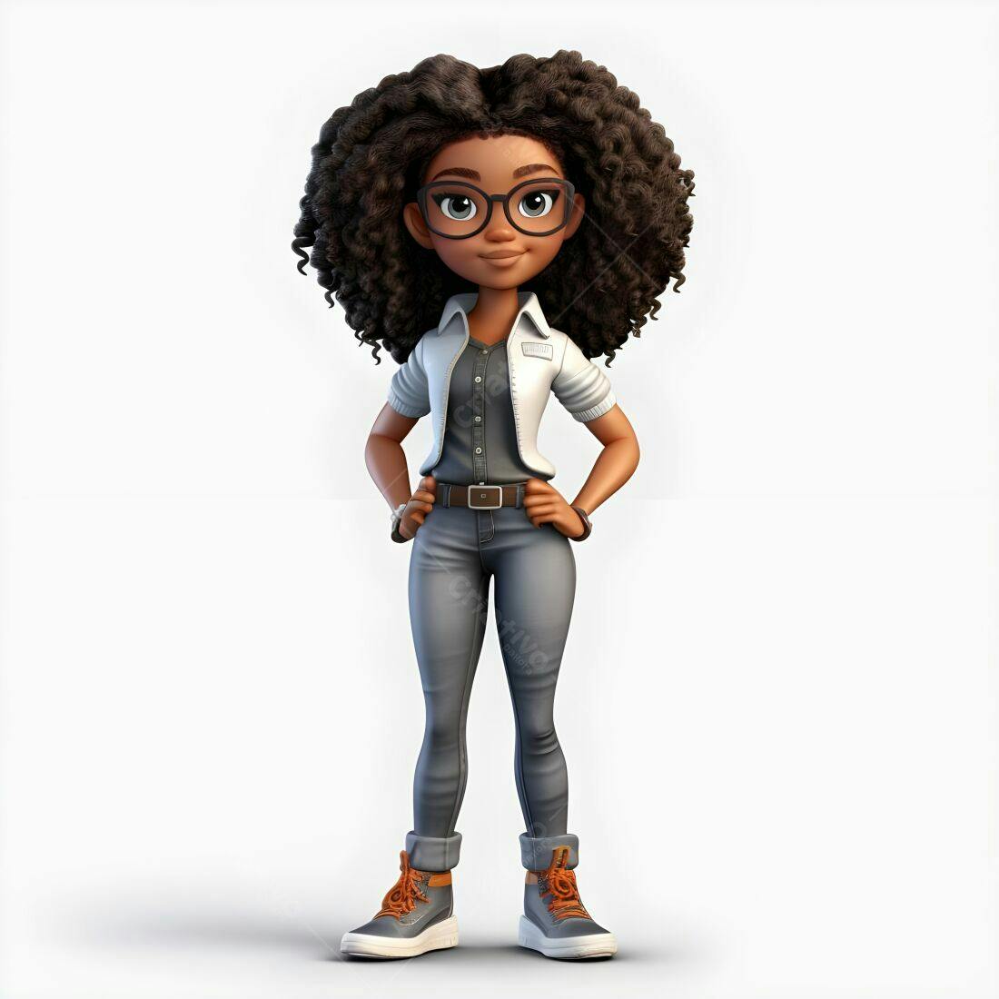 Menina negra animada estilo casual
