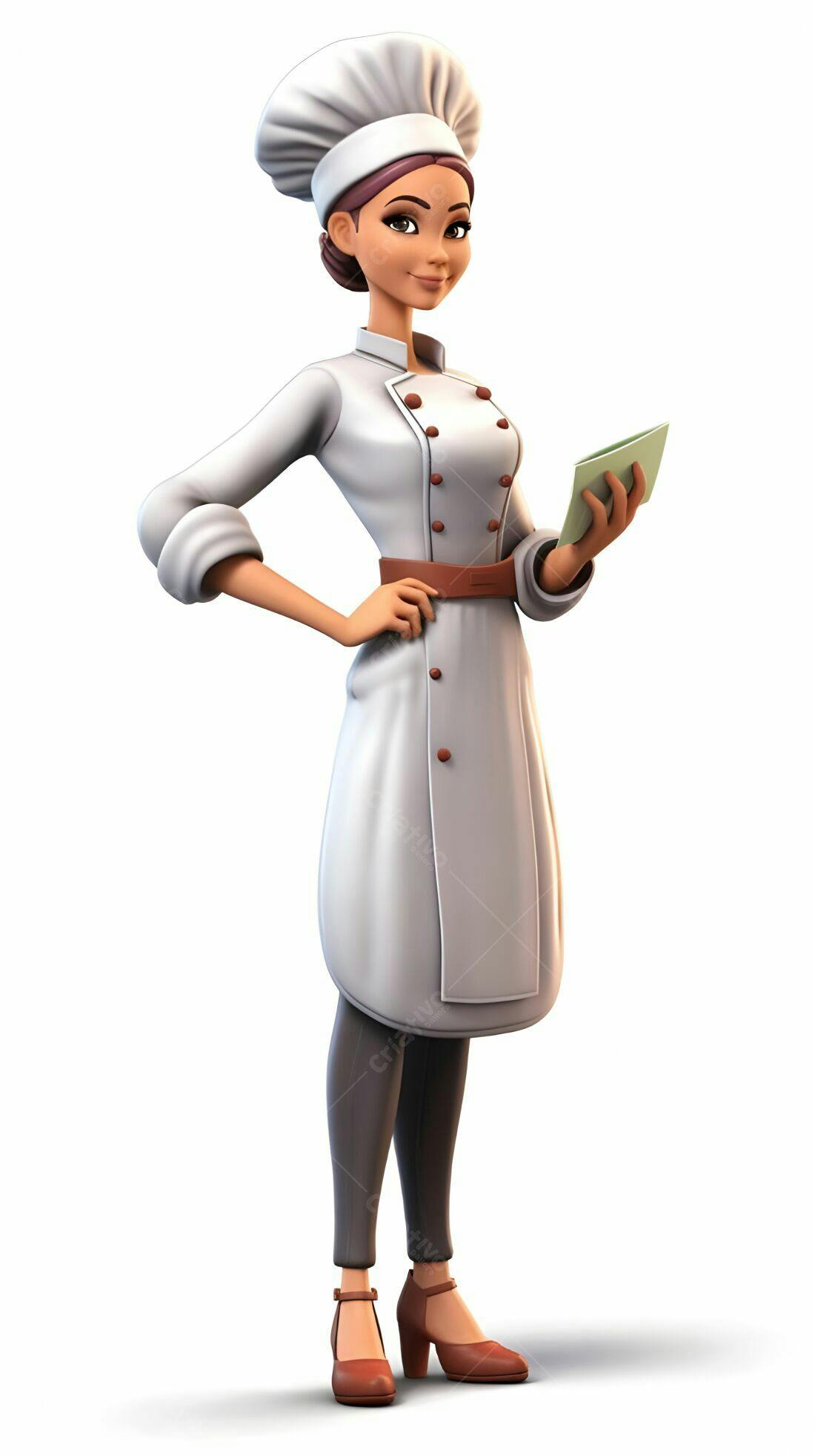 Chef mulher segurando cardápio