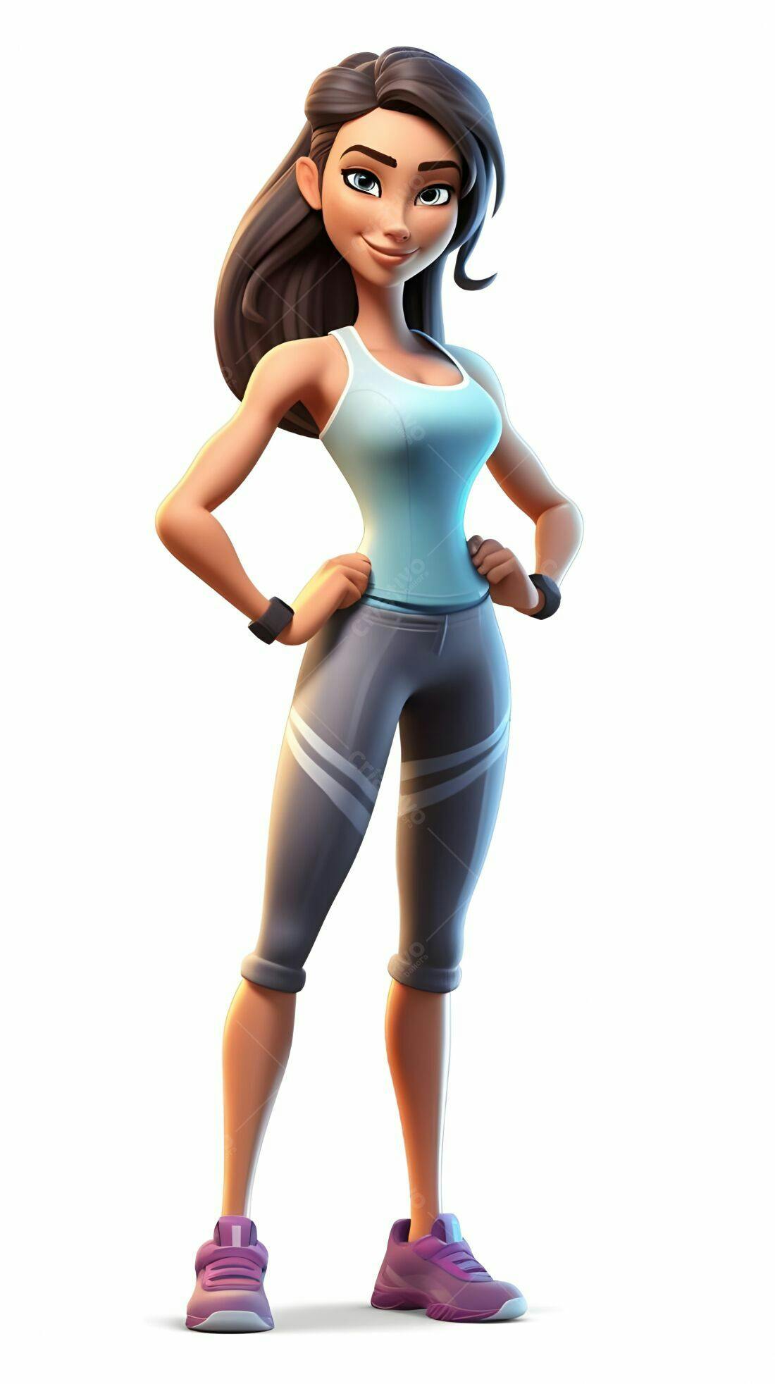 Mulher animada fitness roupas esportivas