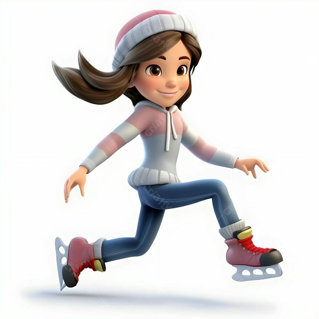 Menina Patinando no Gelo Inverno