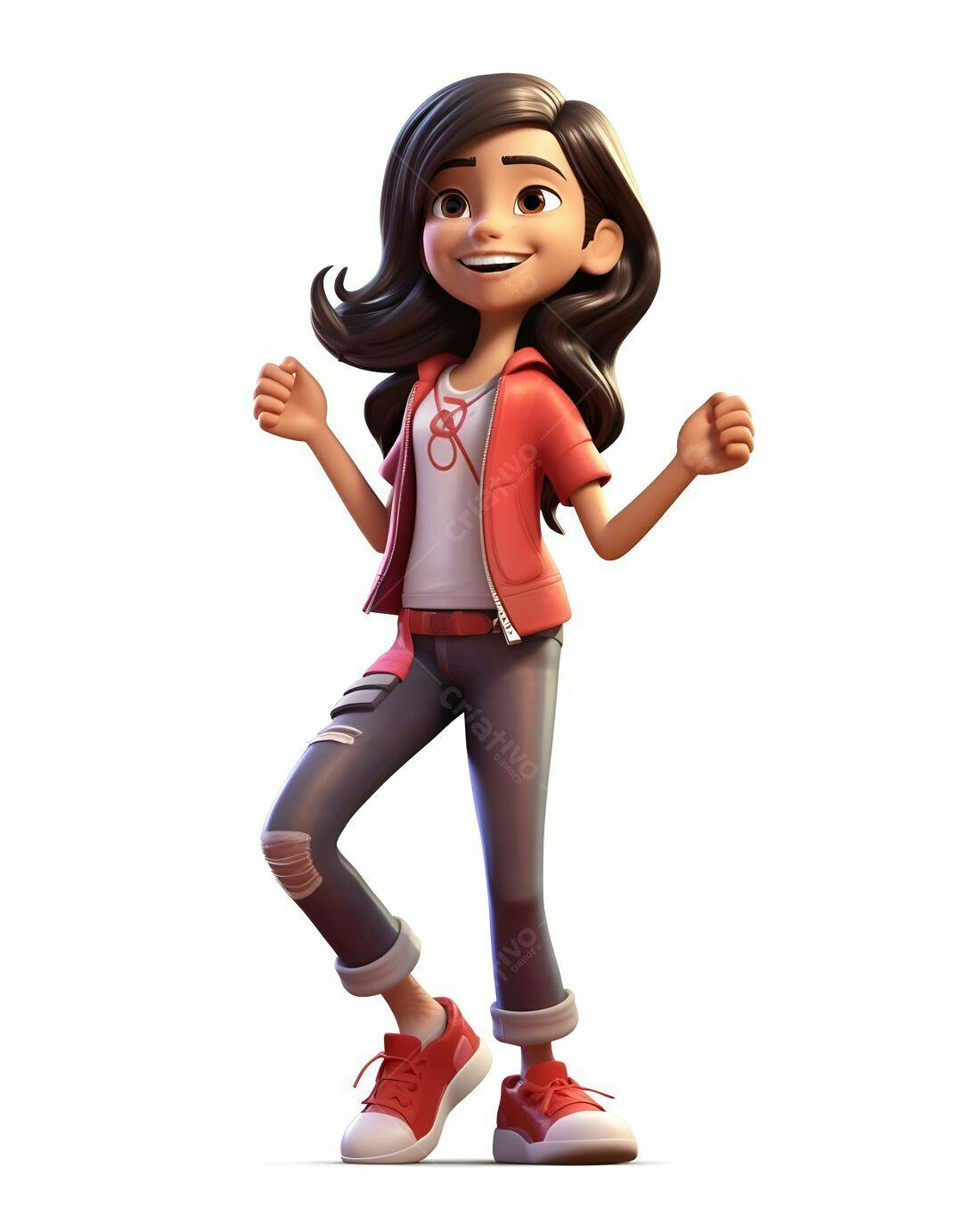 Menina animada feliz em pose animada