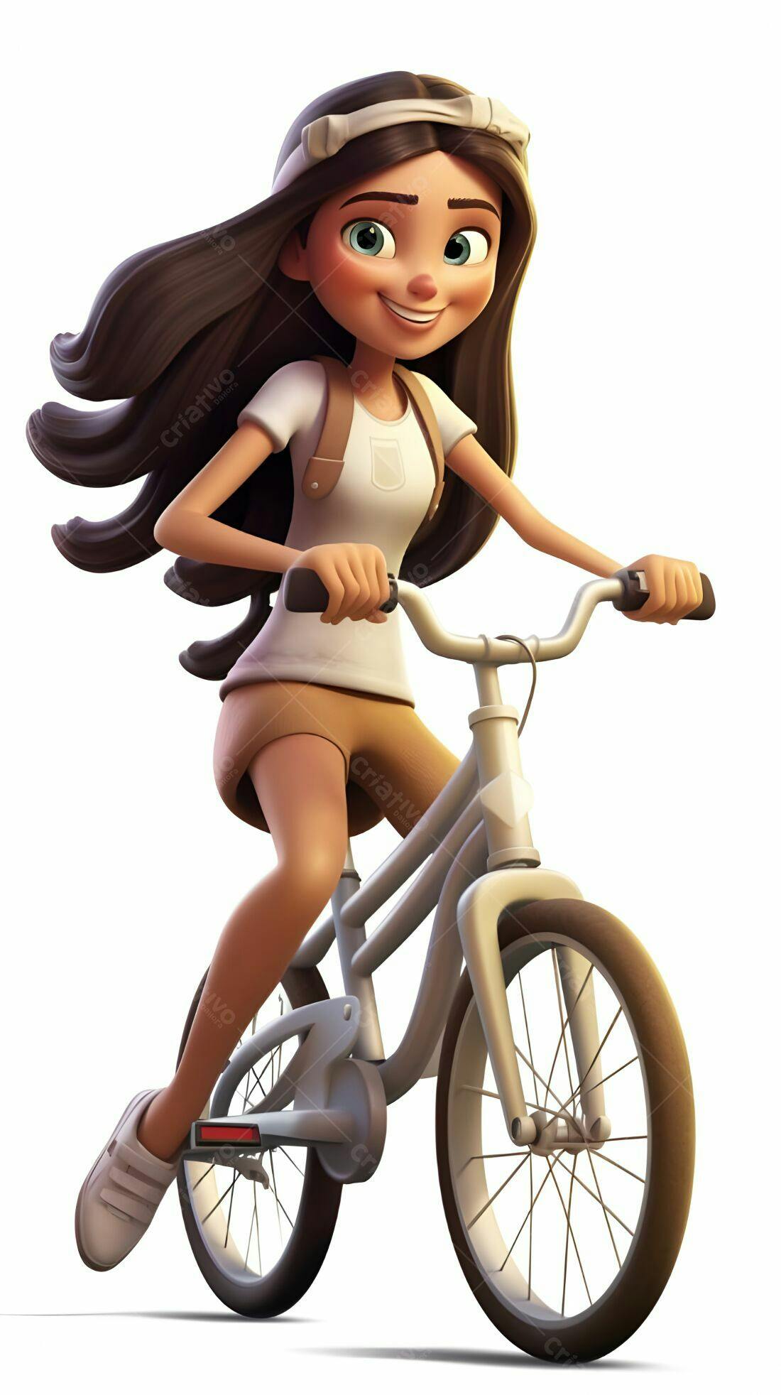Menina feliz pedalando bicicleta cinza