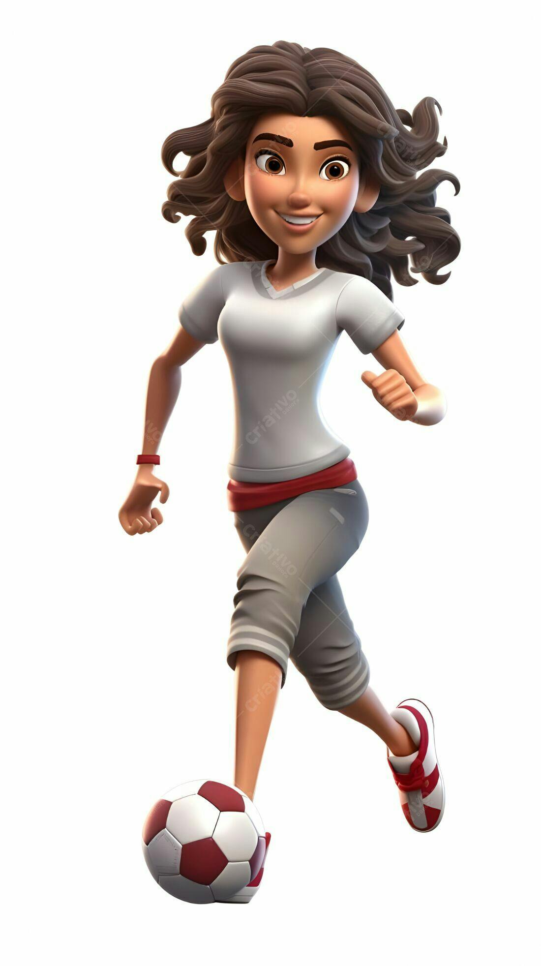 Menina jogando futebol roupa esportiva
