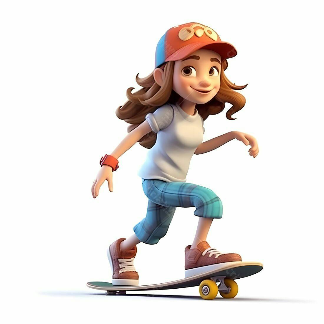 Menina animada andando de skate