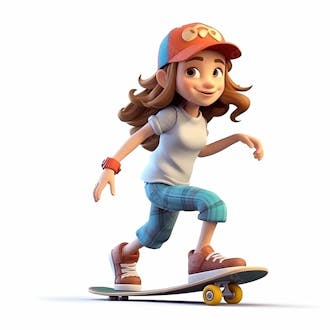 Imagem de personagem de desenho animado 3d de jovem na prancha de patinação