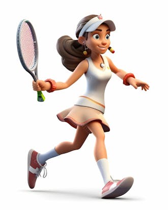 Personagem de desenho animado 3d de jovem jogando tênis