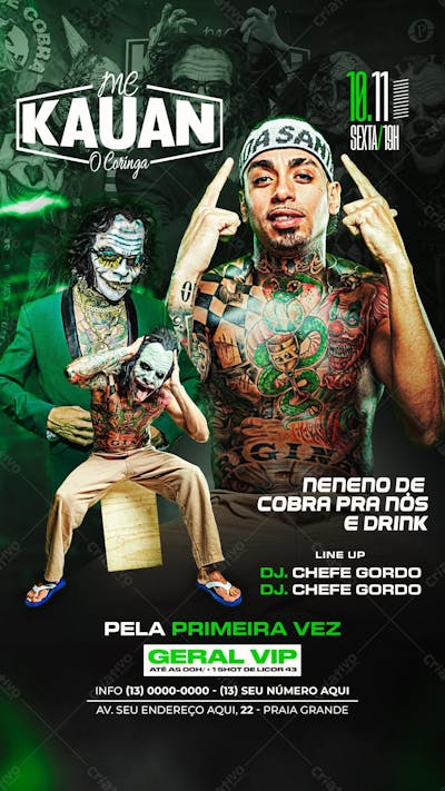 Flyer Baile Funk Mc Kauan - Story