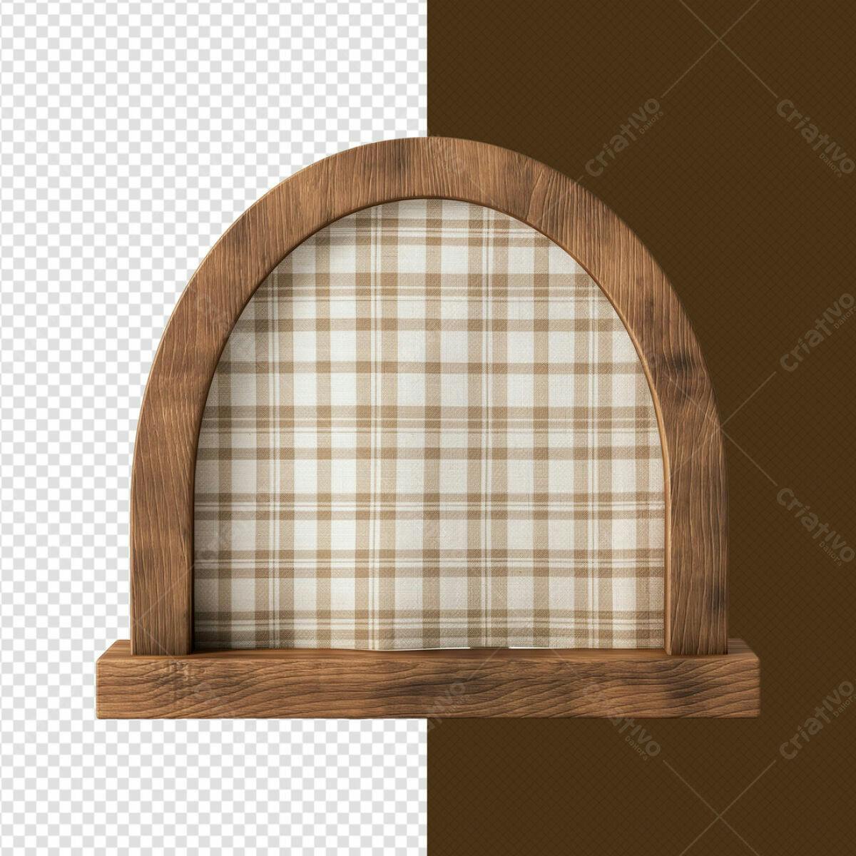 Moldura de Madeira com Padrão Vichy PSD Editável