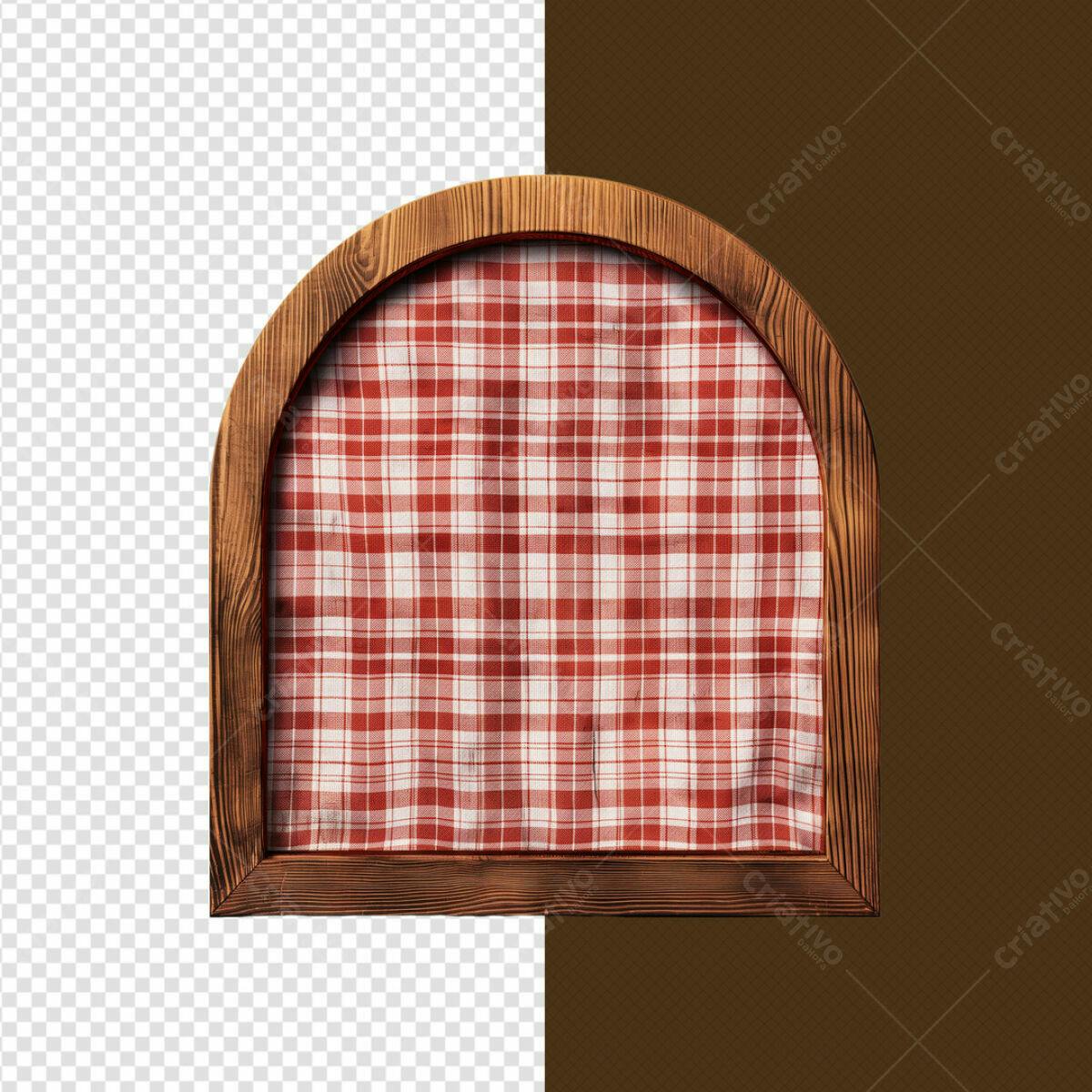 Moldura de Madeira com Tecido Vermelho PSD Editável