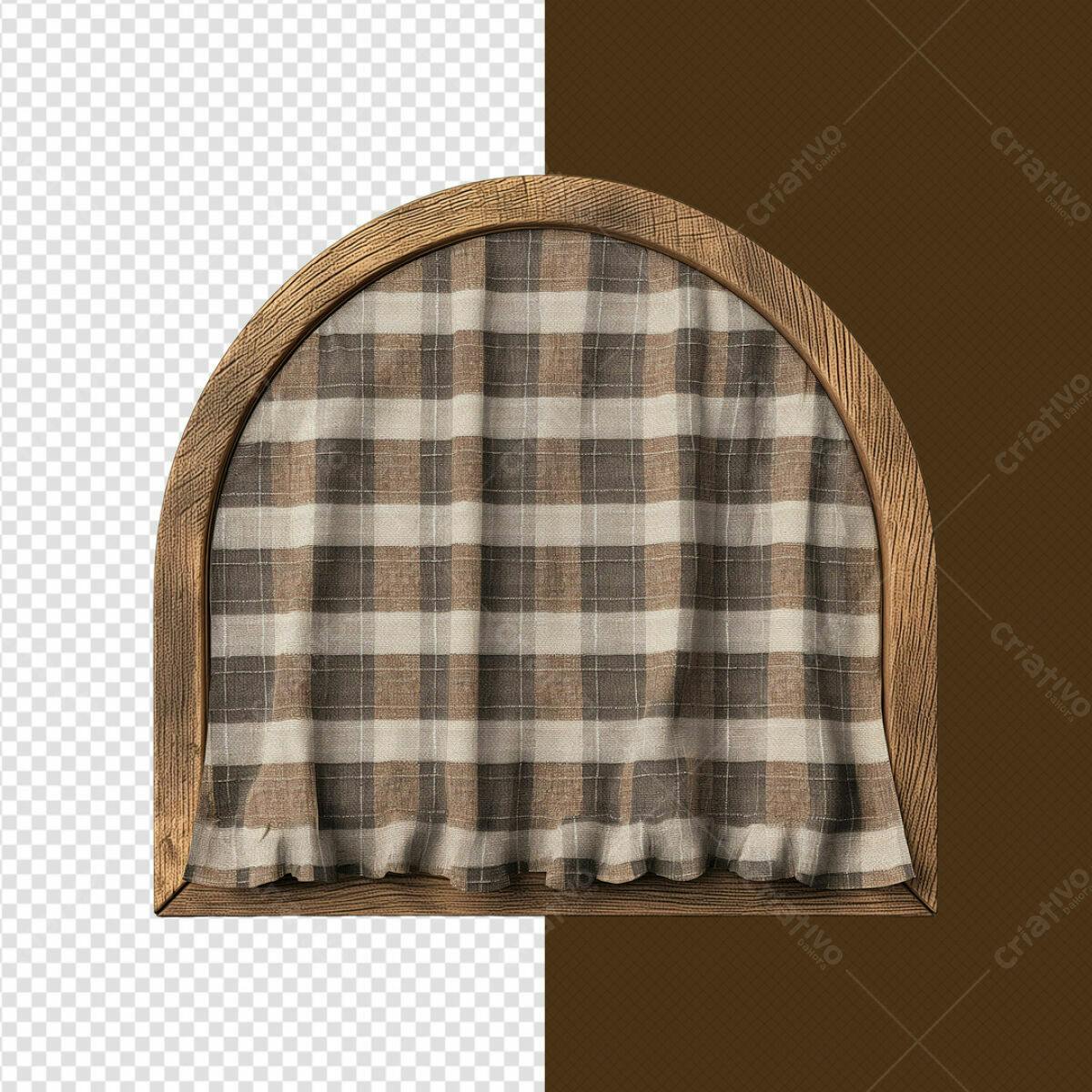 Moldura de Madeira com Tecido Xadrez PSD Editável