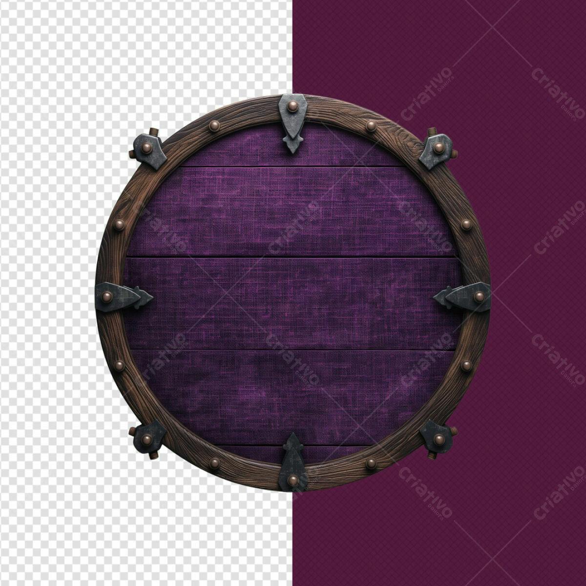 Escudo Medieval Roxo PSD Editável
