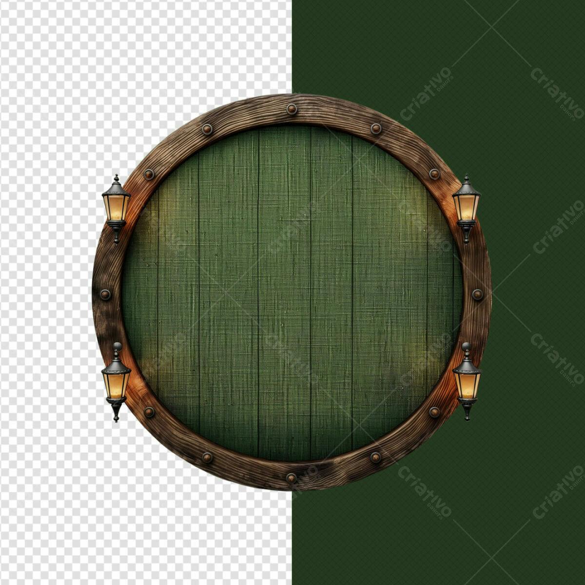 Moldura de Madeira Verde Escuro PSD Editável