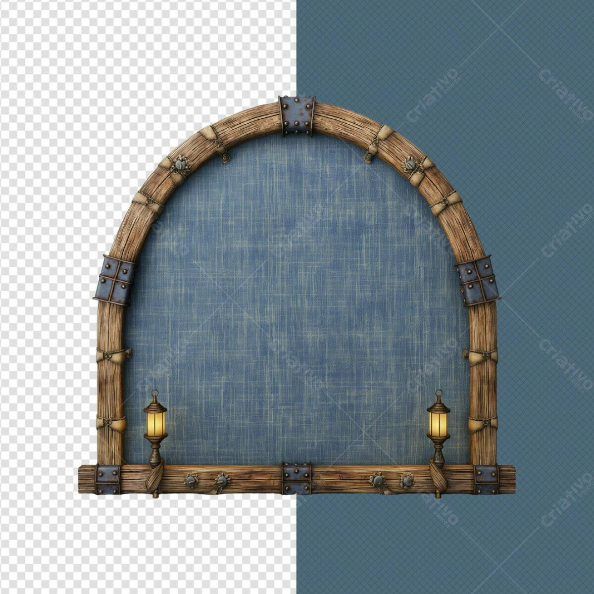 Moldura de Madeira Medieval PSD Editável