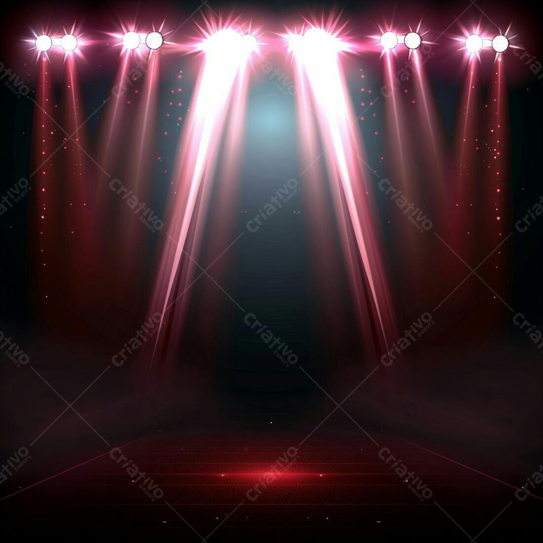Palco iluminado com holofotes vermelhos