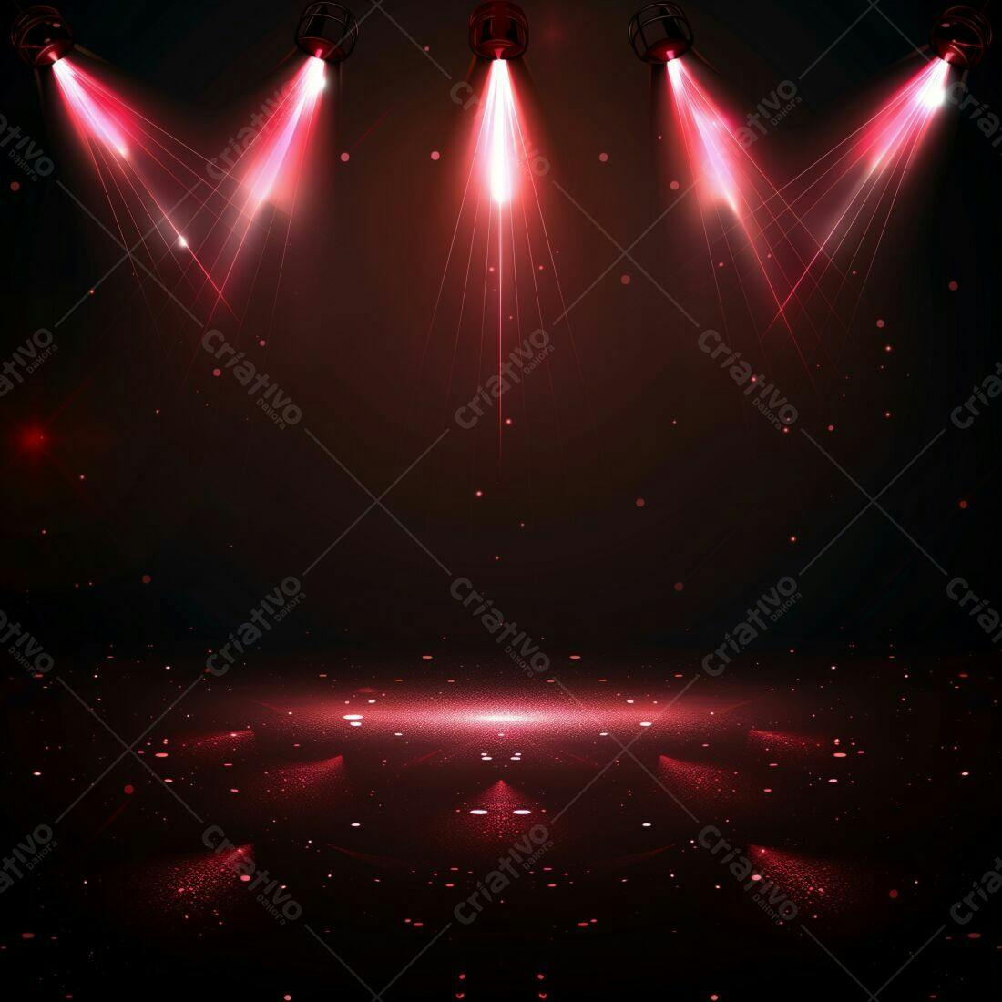 Palco iluminado com holofotes vermelhos