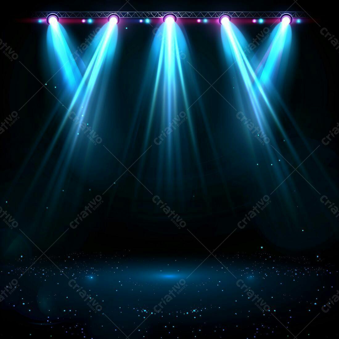 Palco iluminado com luzes azuis