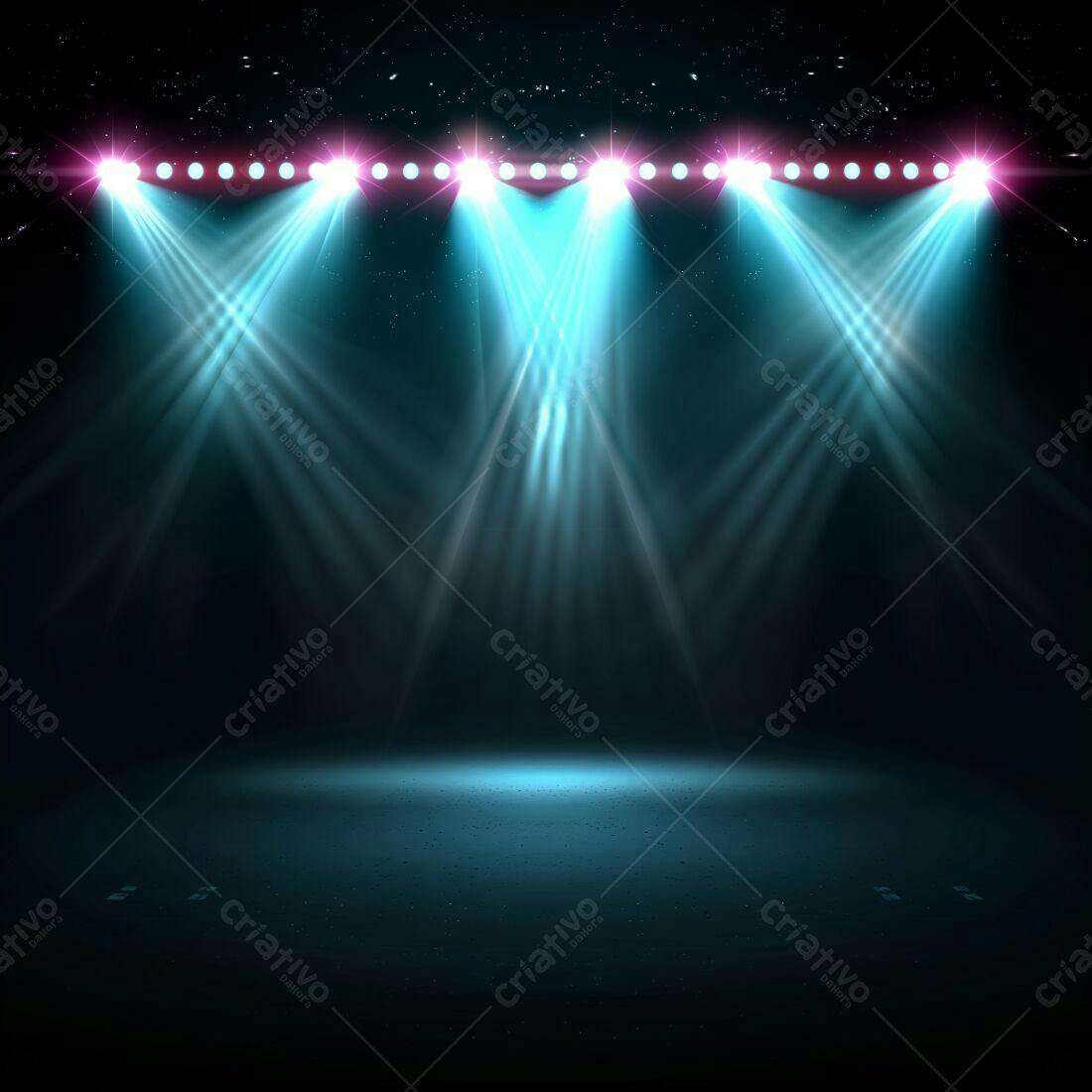 Palco iluminado com holofotes azuis