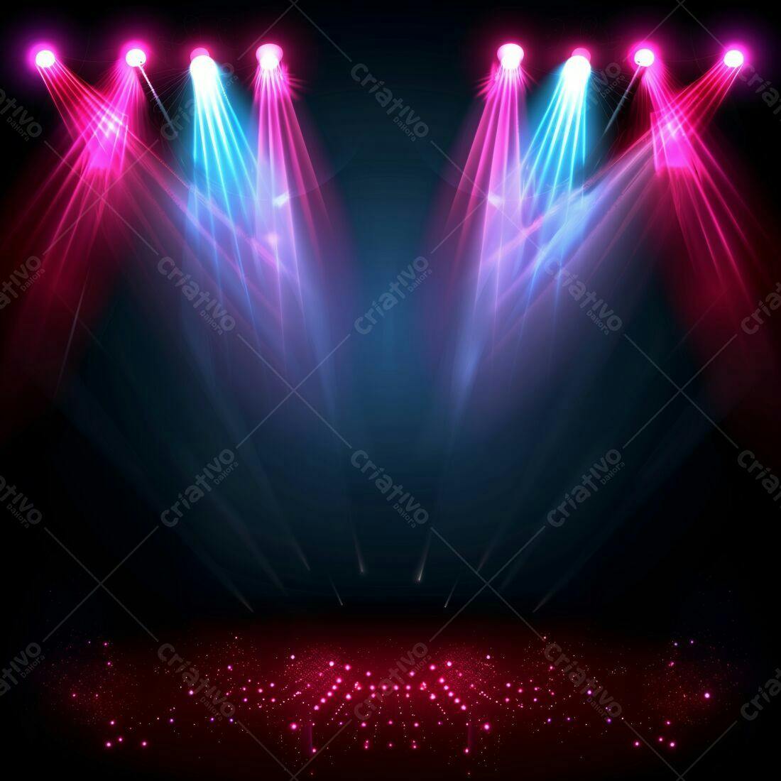 Palco com luzes rosa e azul