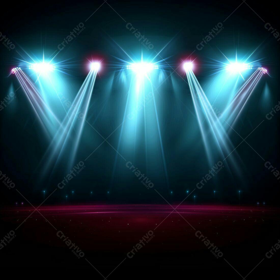 Palco iluminado com holofotes azuis