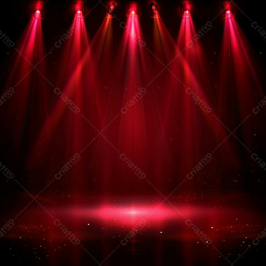 Palco iluminado com holofotes vermelhos