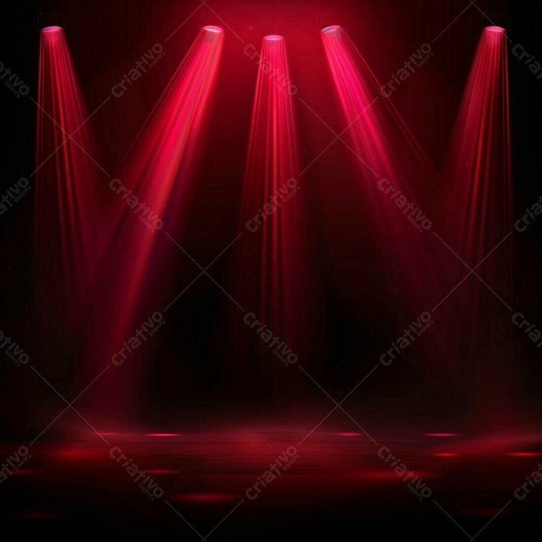 Palco iluminado com holofotes vermelhos