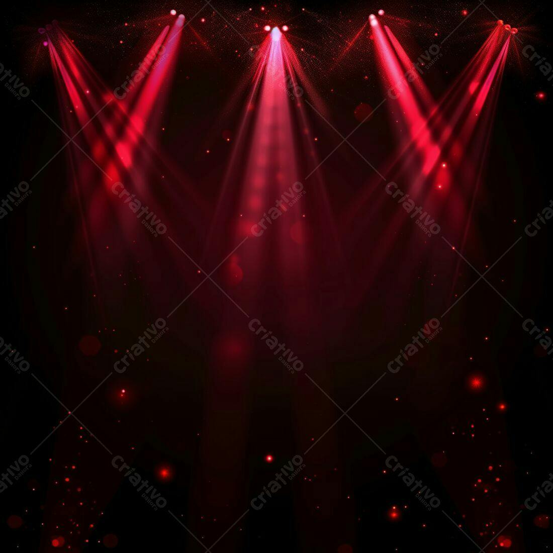 Holofotes vermelhos em palco escuro