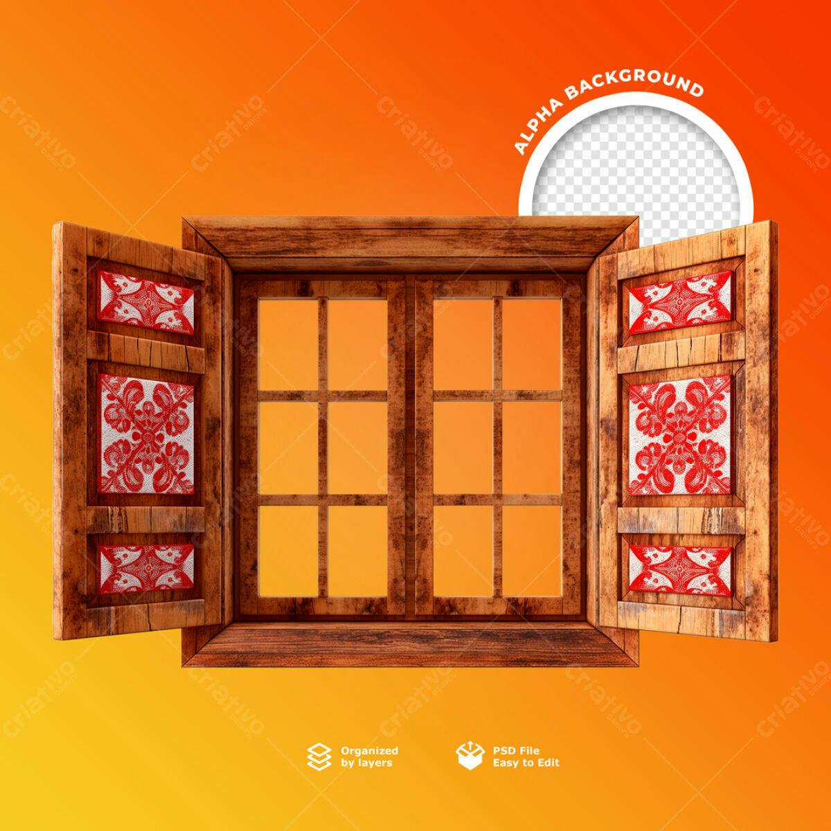 Moldura de Janela Vintage PSD Editável