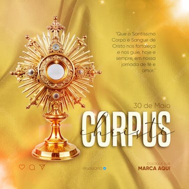 Post rede sociais para o dia de corpus christi 30 de maio