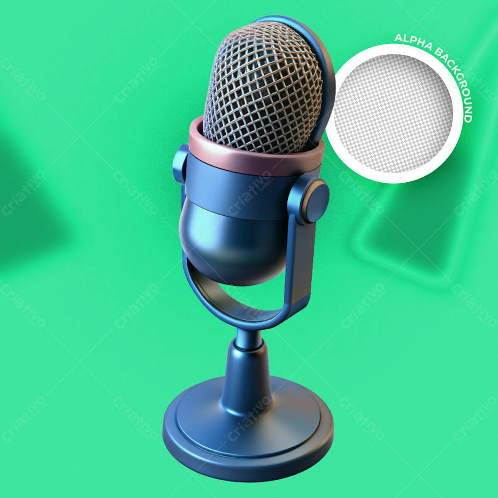 Microfone 3D Isolado Para Composição De Arte