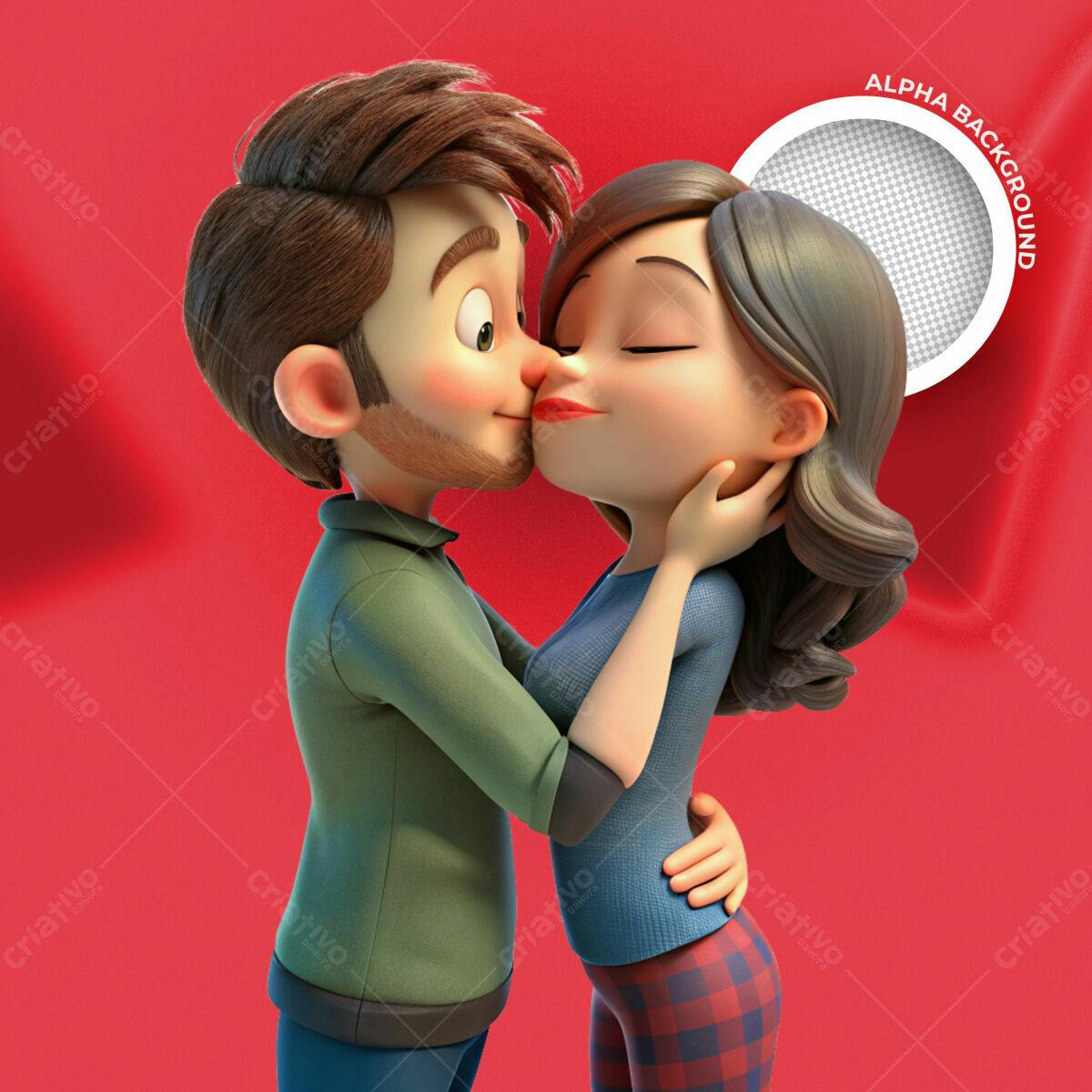 PSD para Dia dos Namorados com Desenho Cartoon PSD Editável