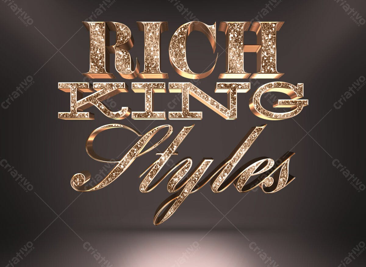 Kit de Texto Luxuoso com Brilho Dourado PSD Editável