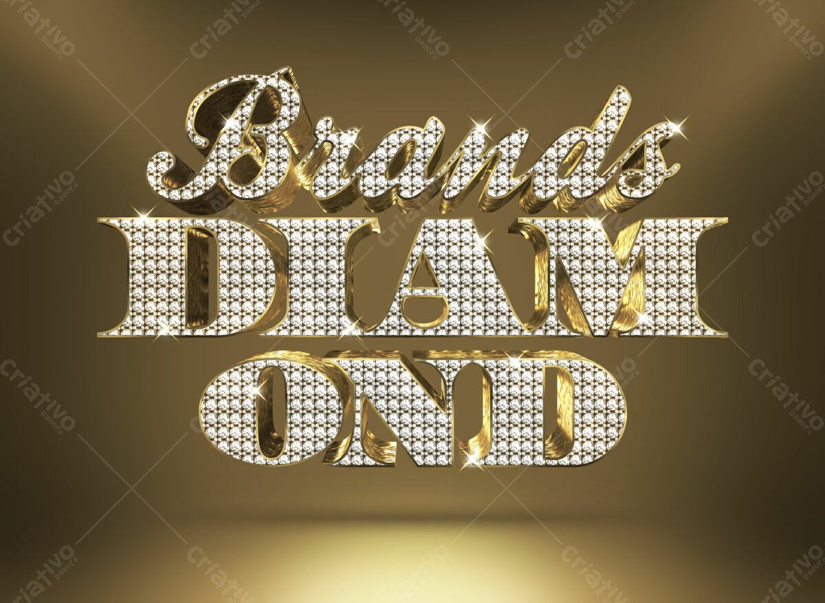 Texto 3D com Diamantes PSD Editável