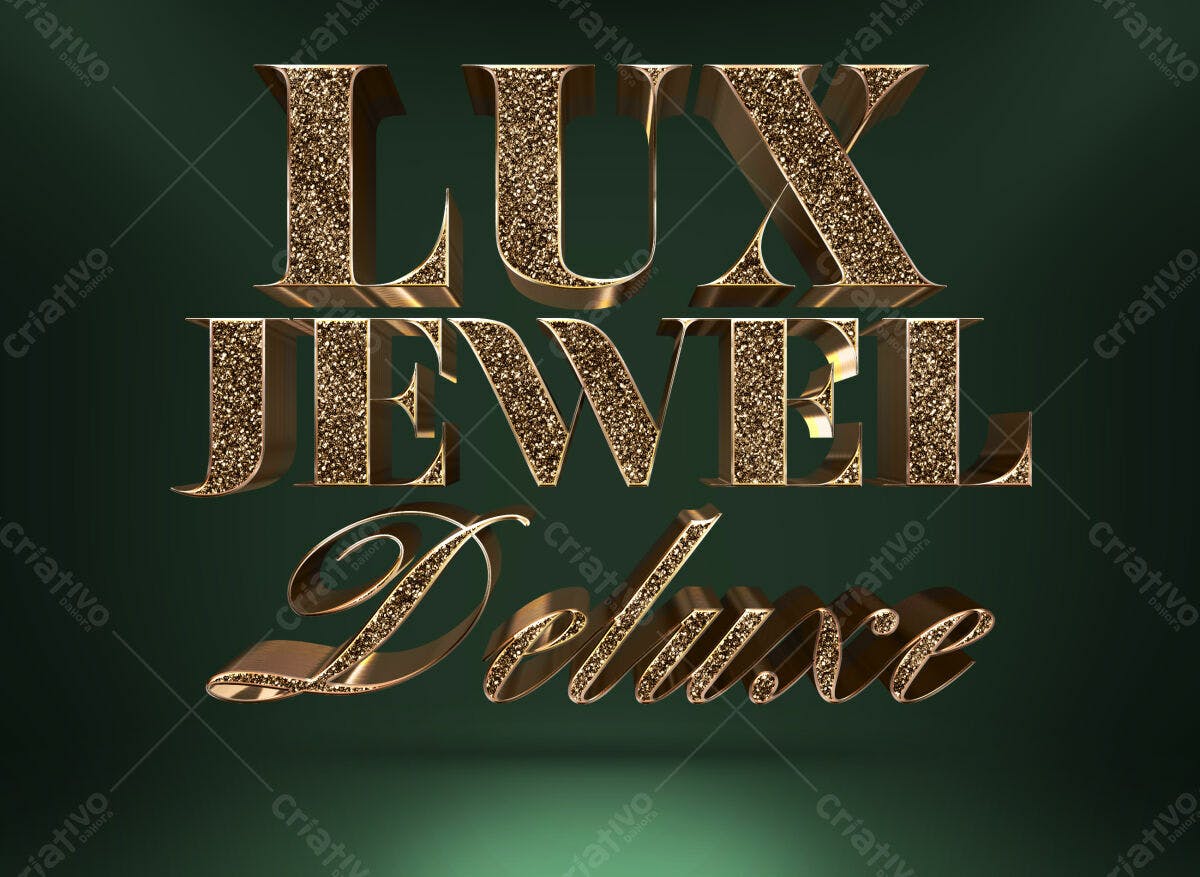 Texto 3D Luxo Dourado com Glitter PSD Editável