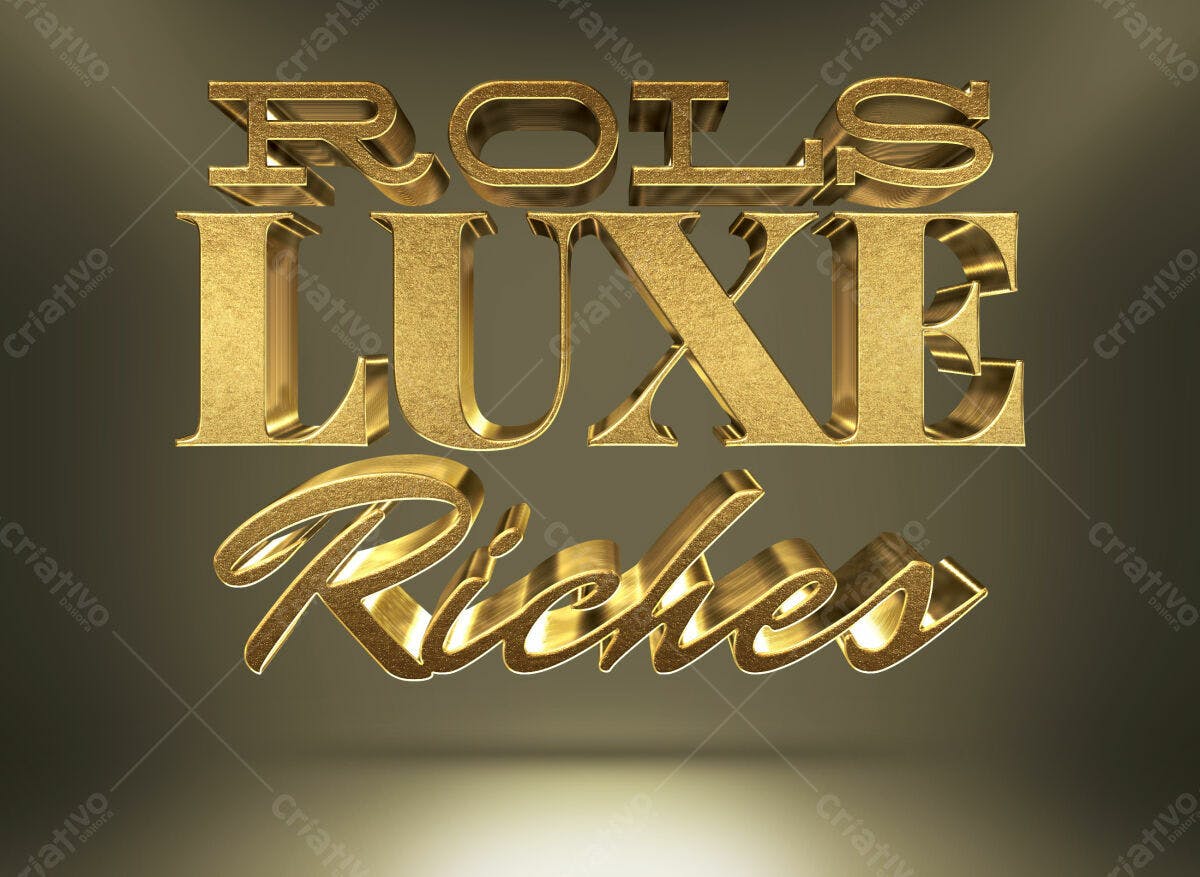 Texto 3D Luxuoso em Ouro PSD Editável
