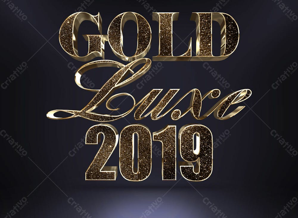 Efeito De Texto Psd Dourado 3D Gold