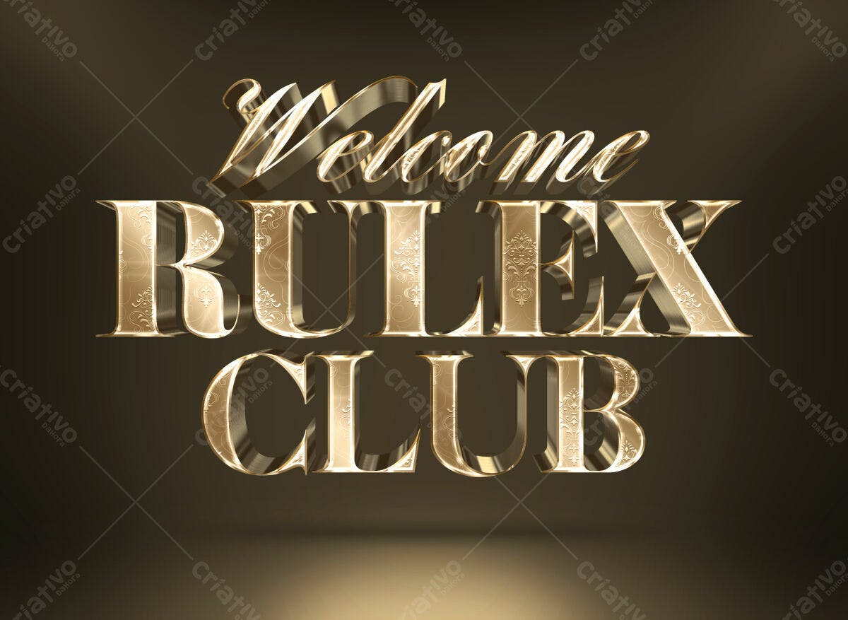 Kit de Texto 3D Luxuoso para Clube PSD Editável