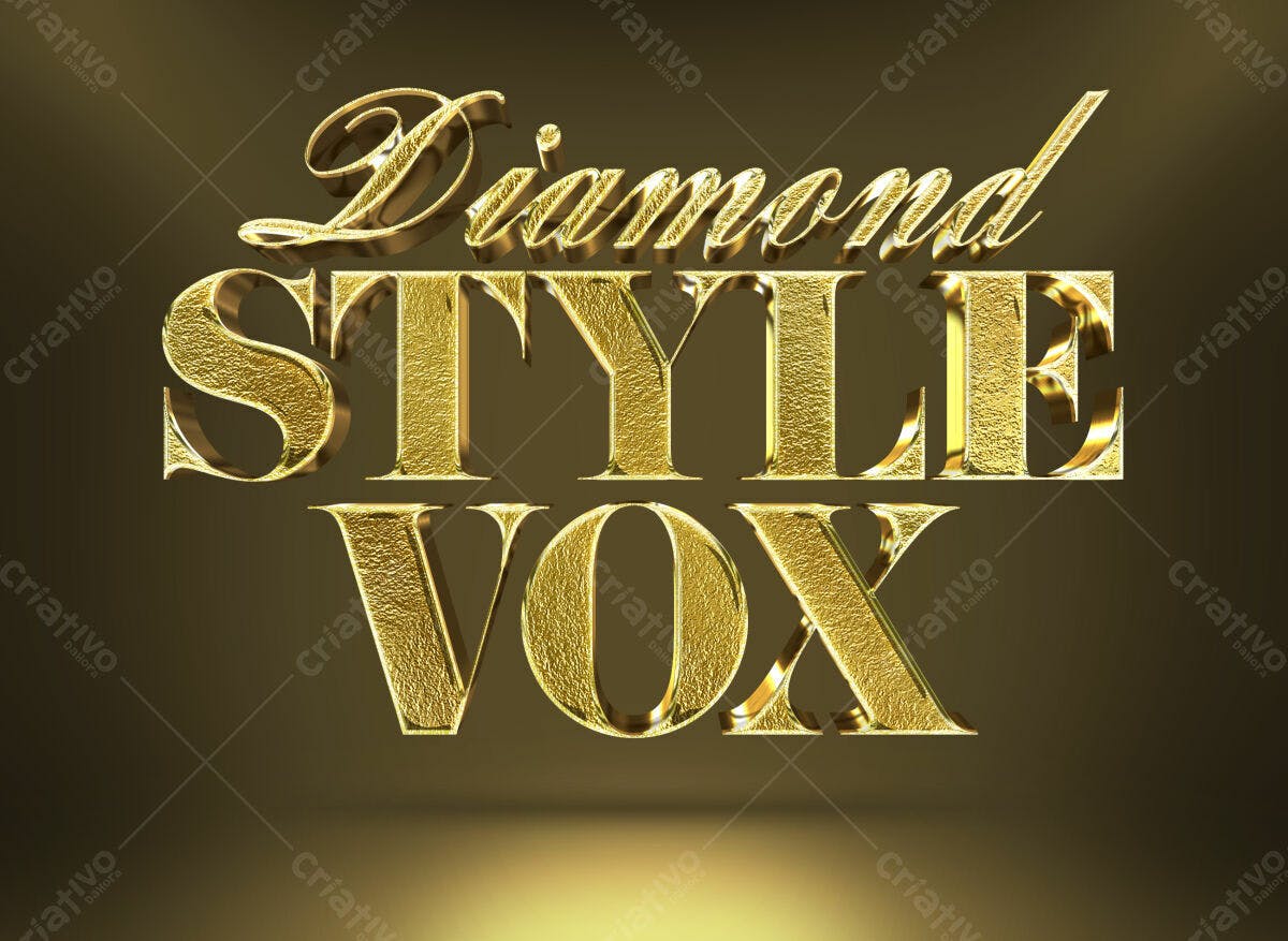Kit de Texto Estilo Diamante em Ouro PSD Editável