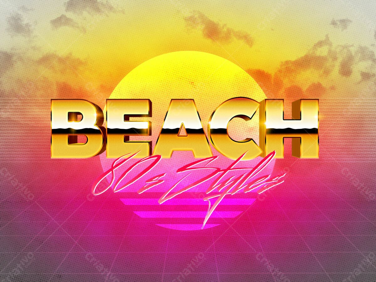 Flyer Estilo Retro Anos 80 Praia PSD Editável