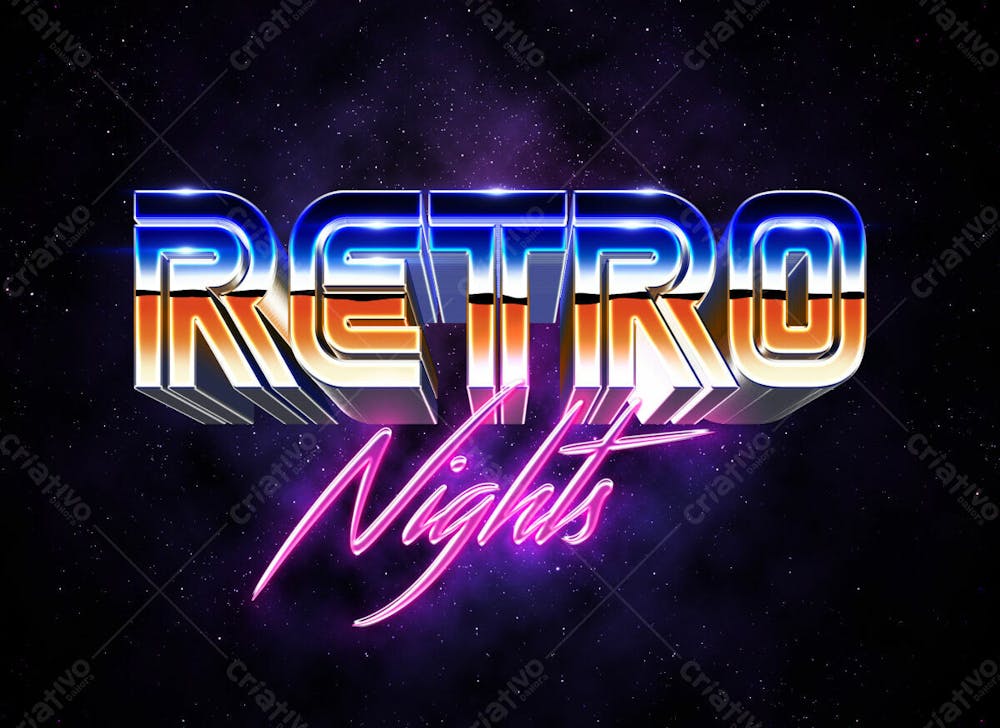 80S Efeito De Texto Retrô Psd