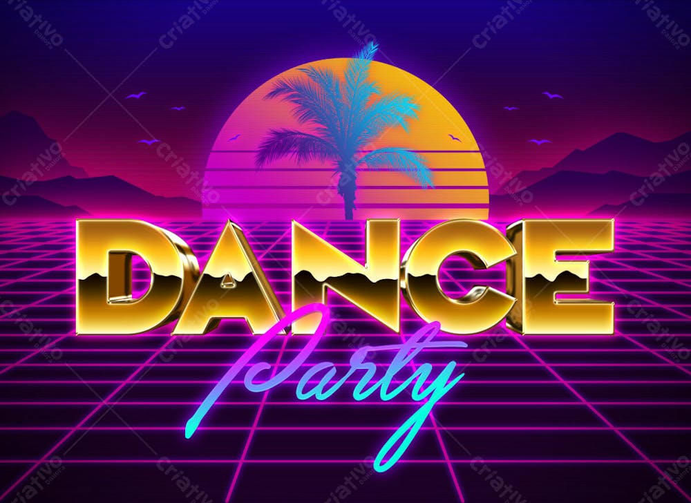 80S Efeito De Texto Retrô Psd