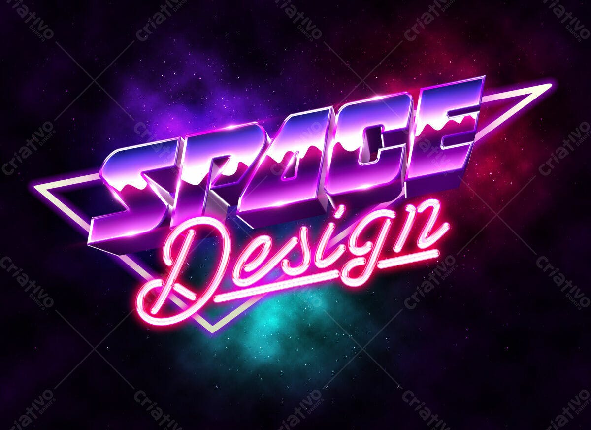 Kit de Design Espacial em Neon PSD Editável