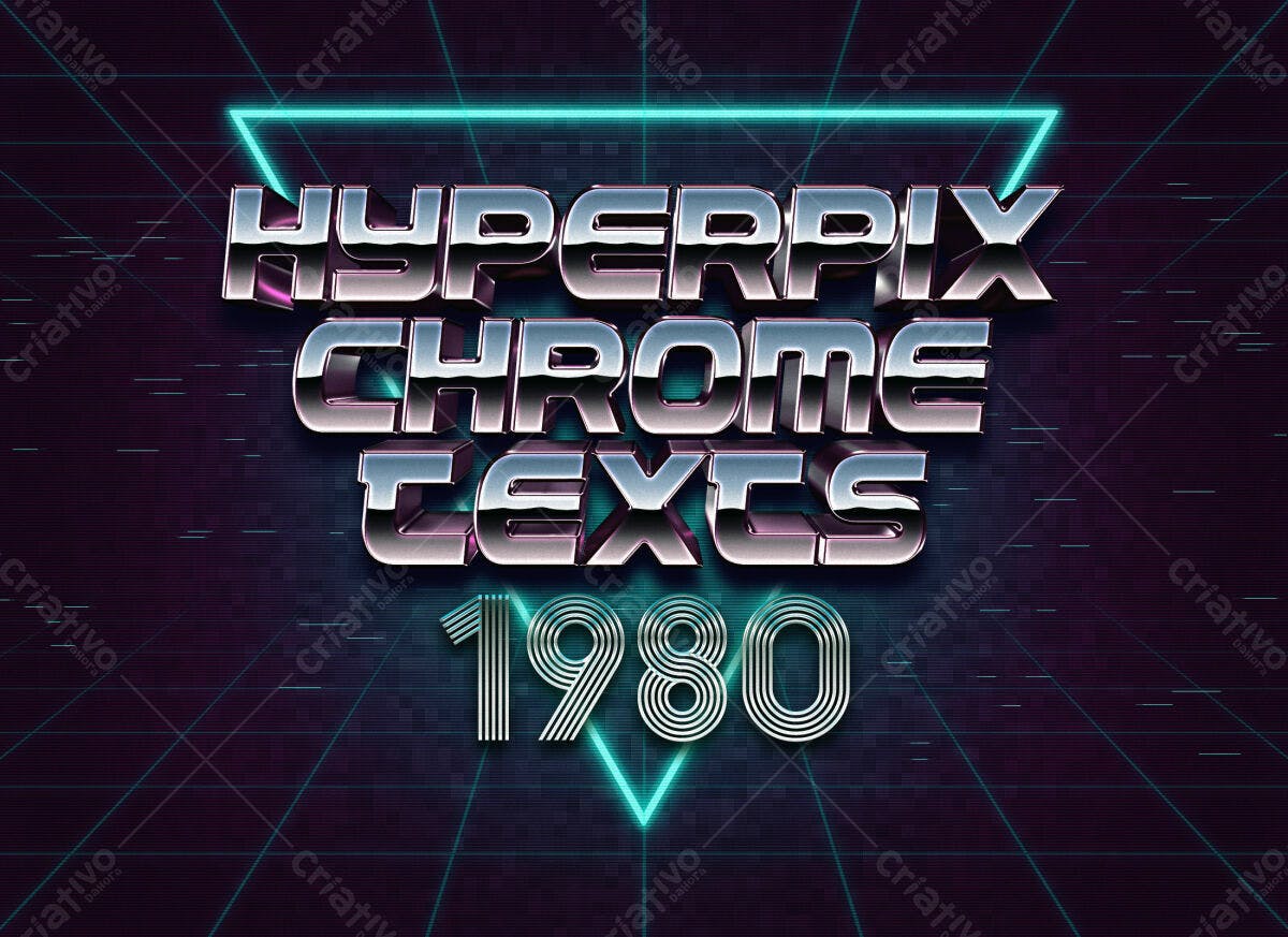 Kit de Textos Cromados anos 80 PSD Editável