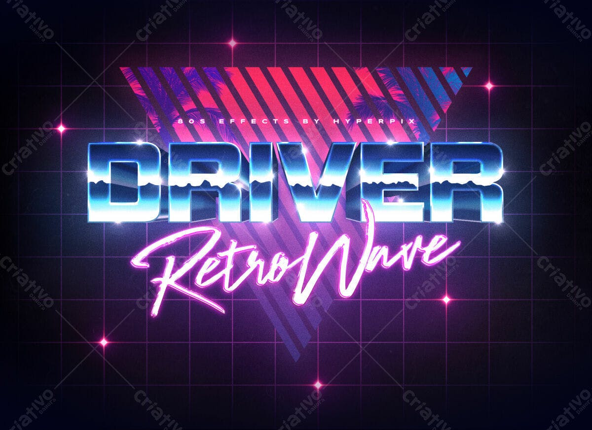 Kit de Estilo Retro Wave 80s PSD Editável