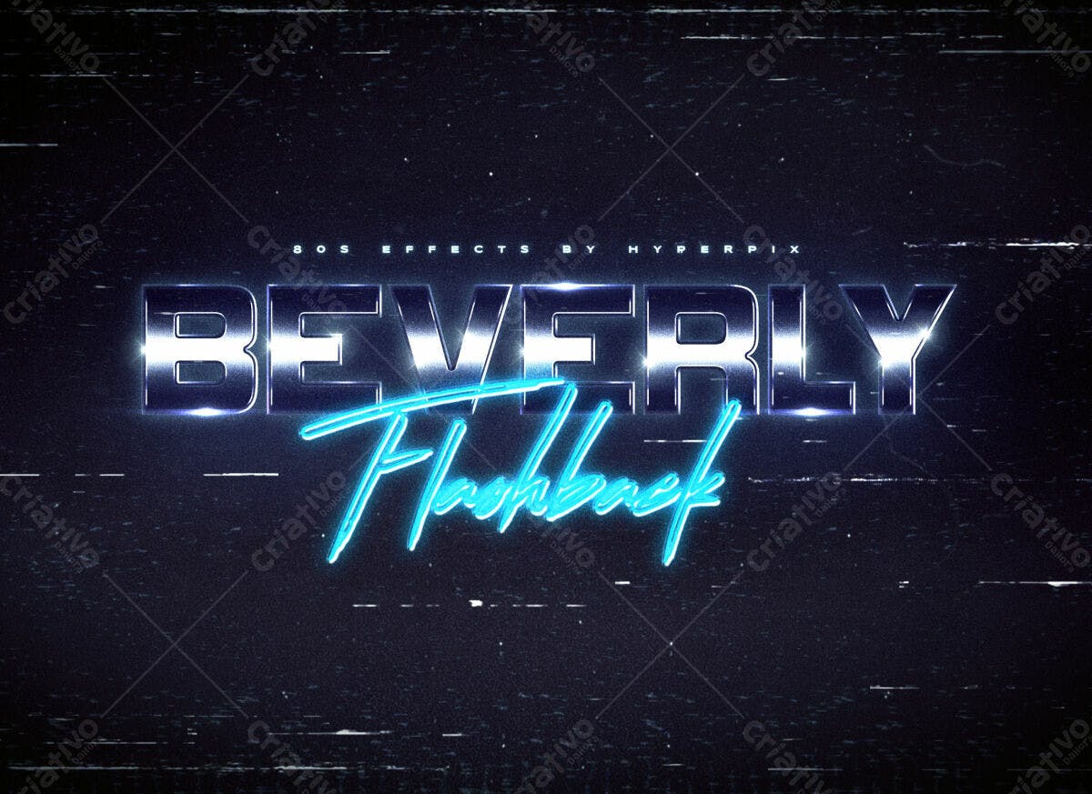 Efeito de Texto 80s Retro PSD Editável
