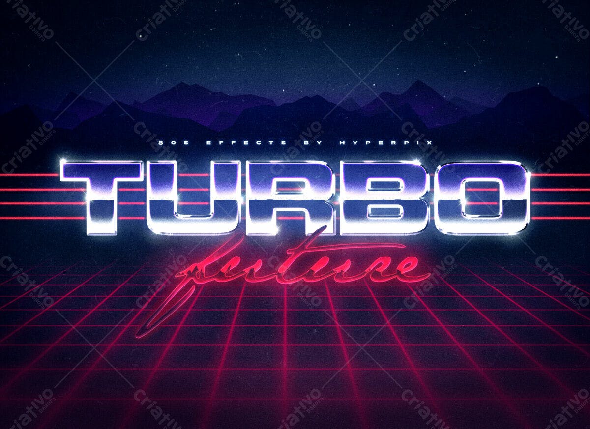 Efeito de Texto Retrô anos 80 PSD Editável