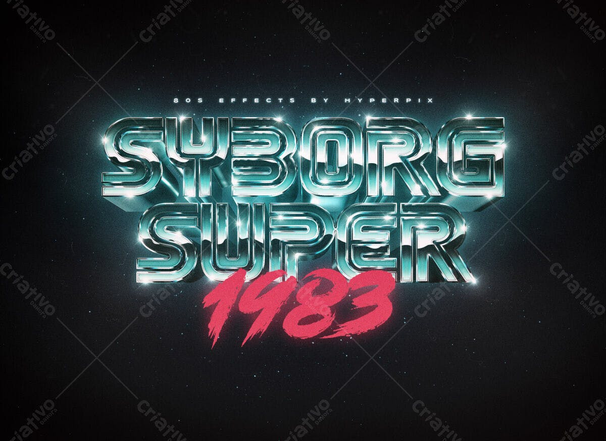 Kit de Texto Cyberpunk 80s PSD Editável