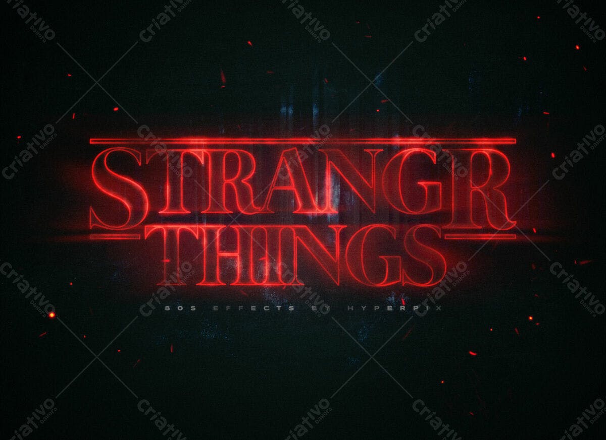 Efeito de Texto Stranger Things PSD Editável