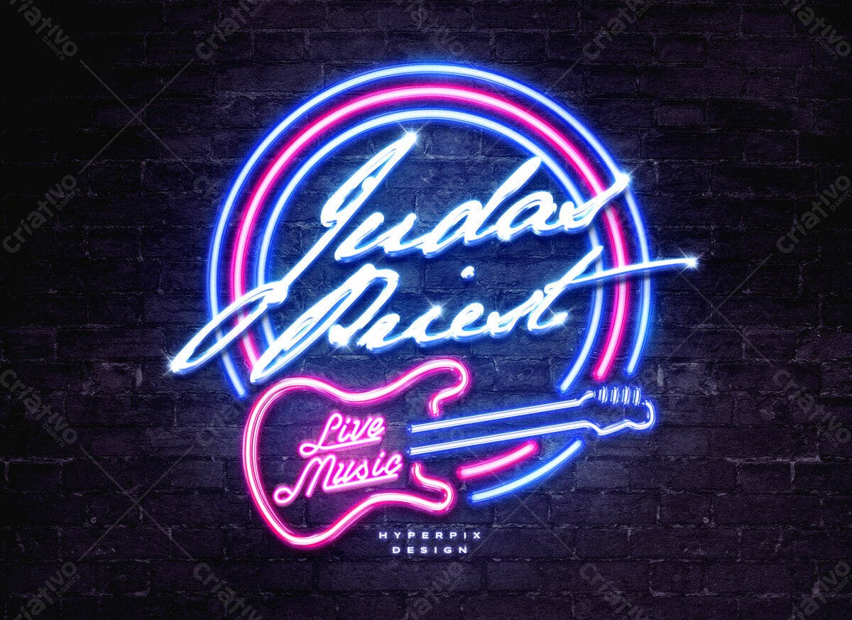 Logo Neon para Banda de Música PSD Editável