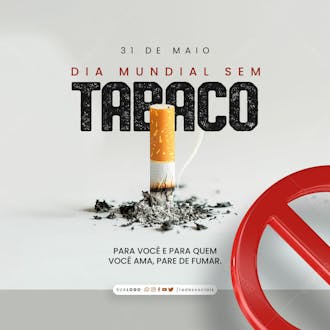Social media dia mundial sem tabaco pare de fumar
