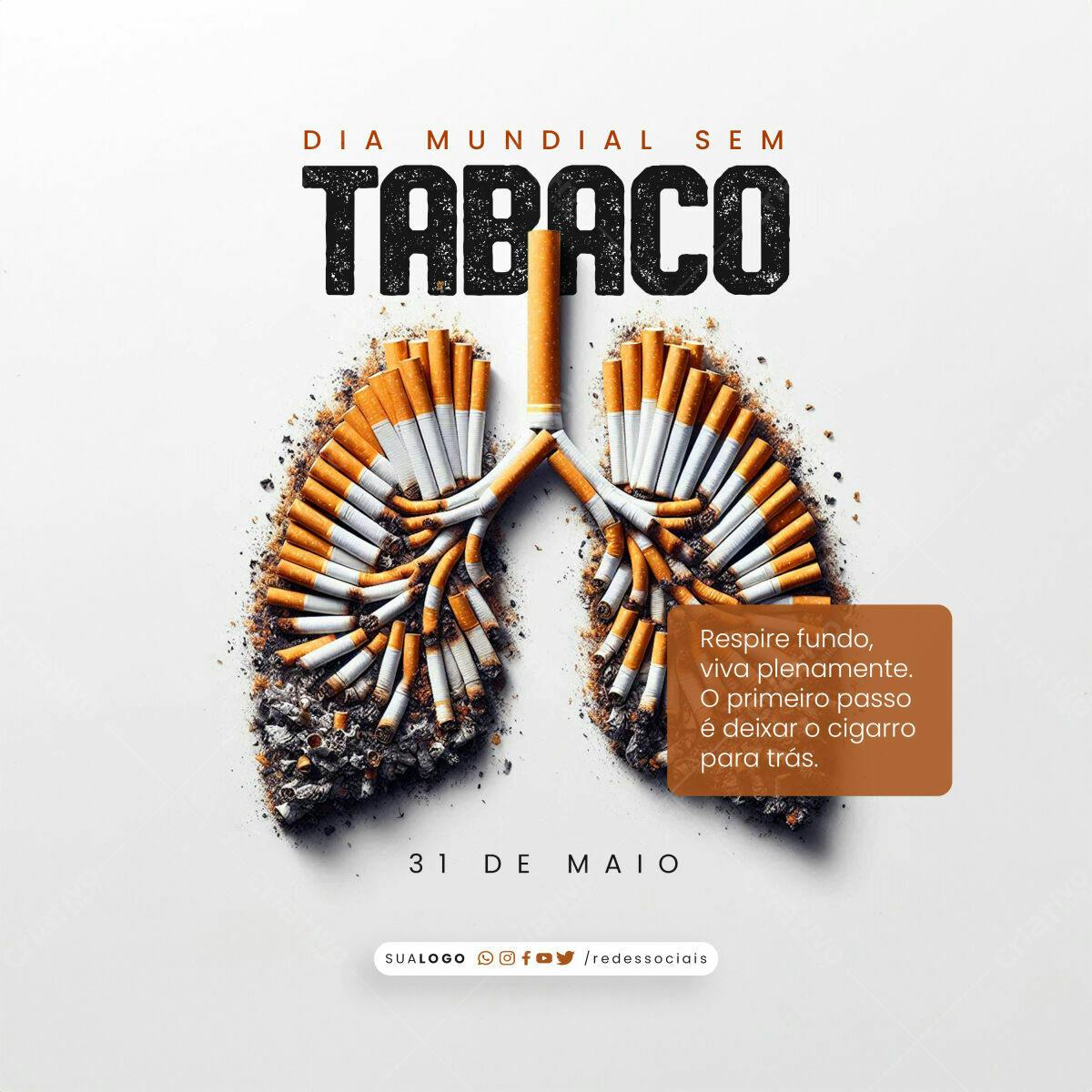 Post para o Dia Mundial Sem Tabaco PSD Editável